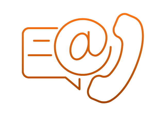bocadillo de hablar, arroba y teléfono
